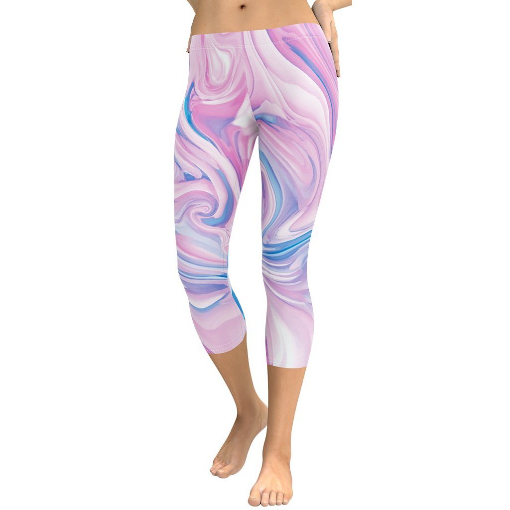 Pink & Blue Marble Capris