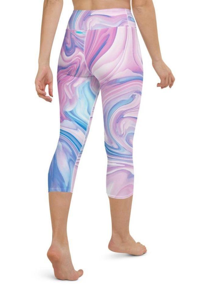 Pink & Blue Marble Yoga Capris