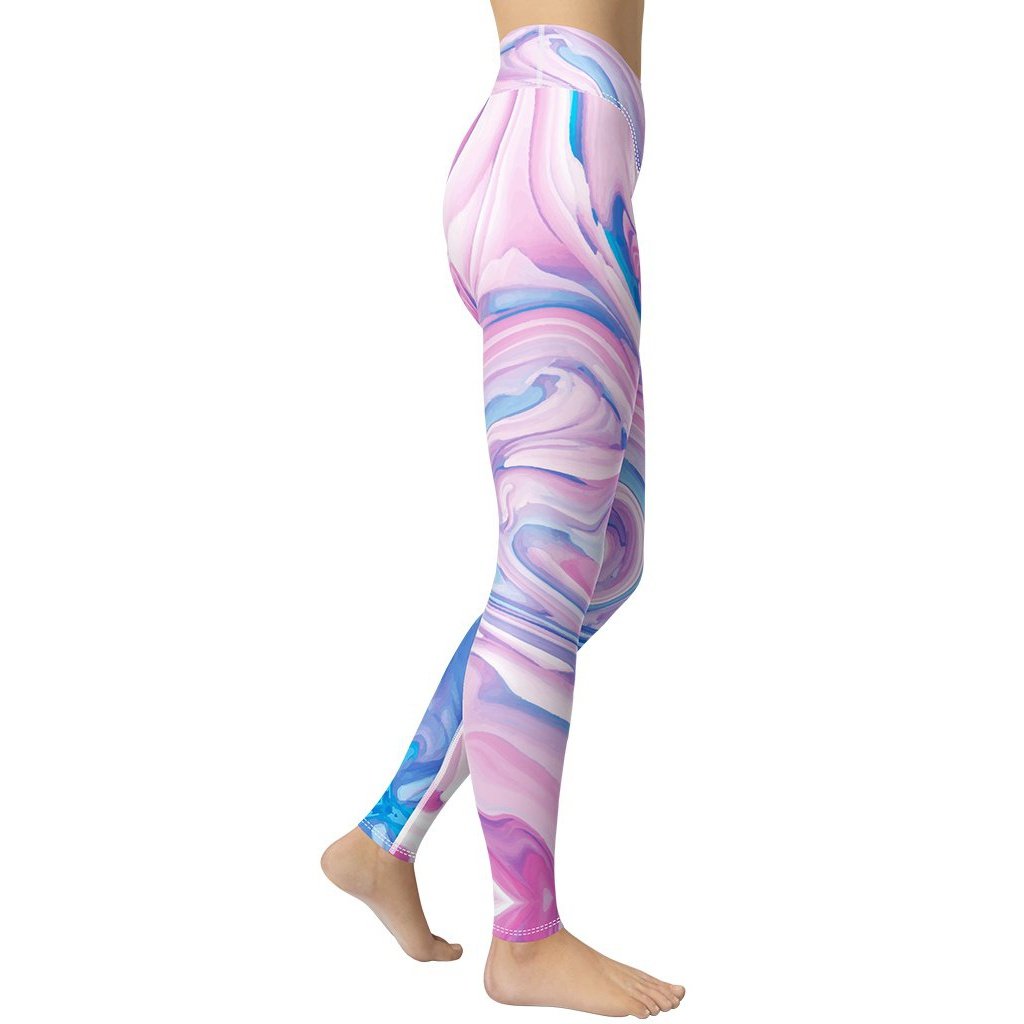 Pink & Blue Marble Yoga Leggings