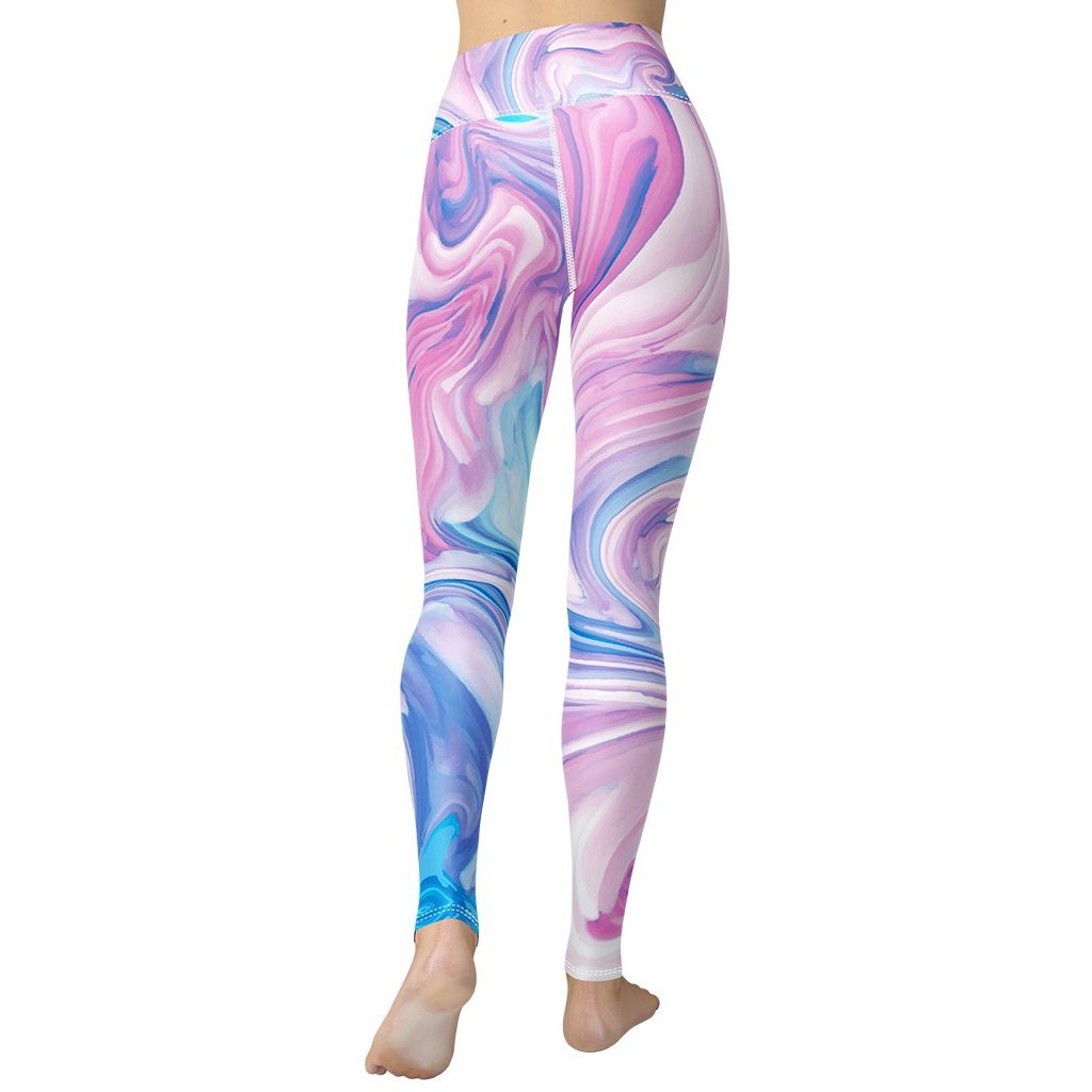 Pink & Blue Marble Yoga Leggings
