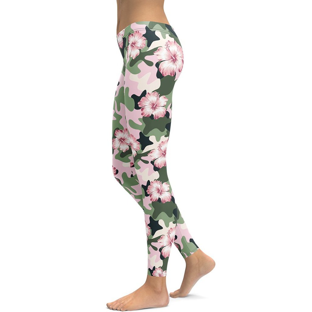 Pink Floral Print Leggings for Women 