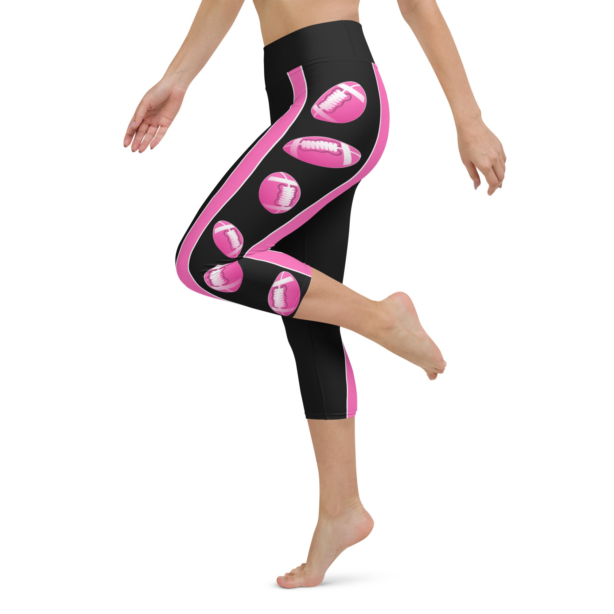 Pink Football Yoga Capris