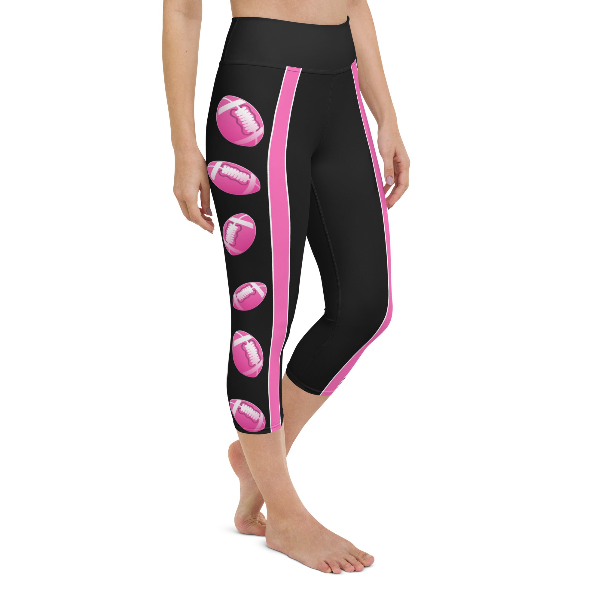 Pink Football Yoga Capris