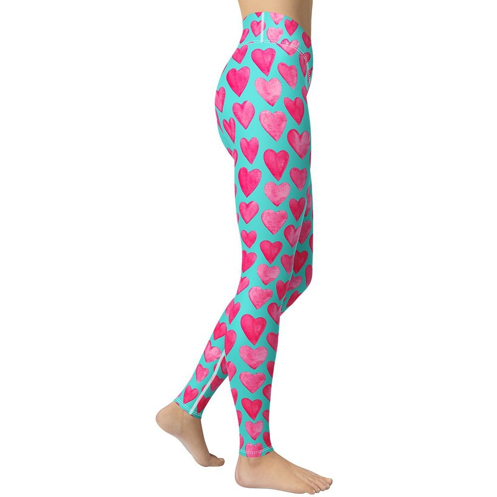 Pink Hearts Yoga Leggings