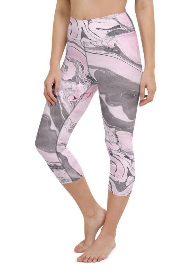 Pink Marble Yoga Capris