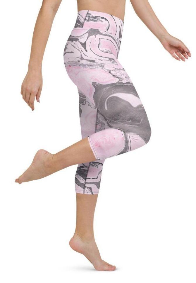 Pink Marble Yoga Capris