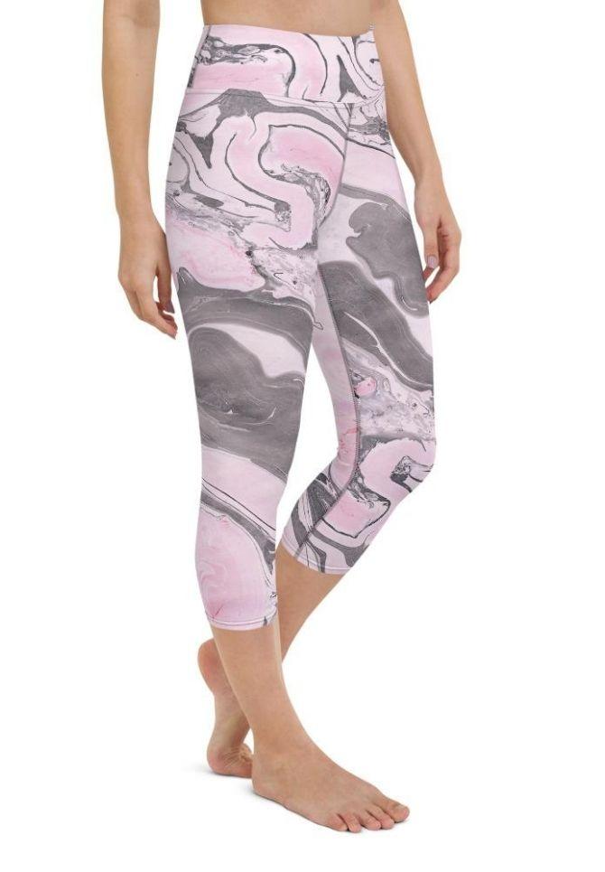 Pink Marble Yoga Capris