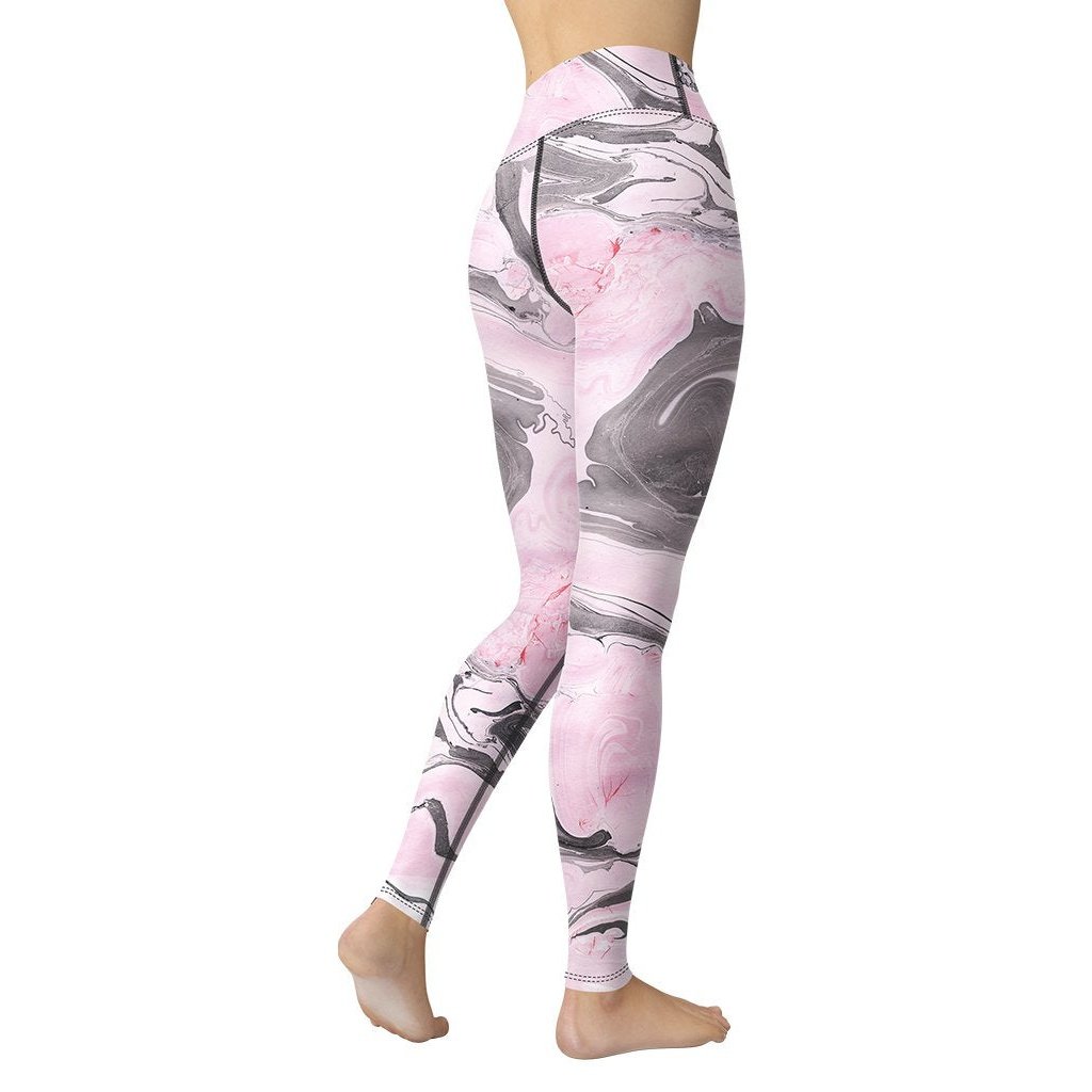 Pink Marble Yoga Leggings - FiercePulse - Premium Workout Leggings - Yoga Pants