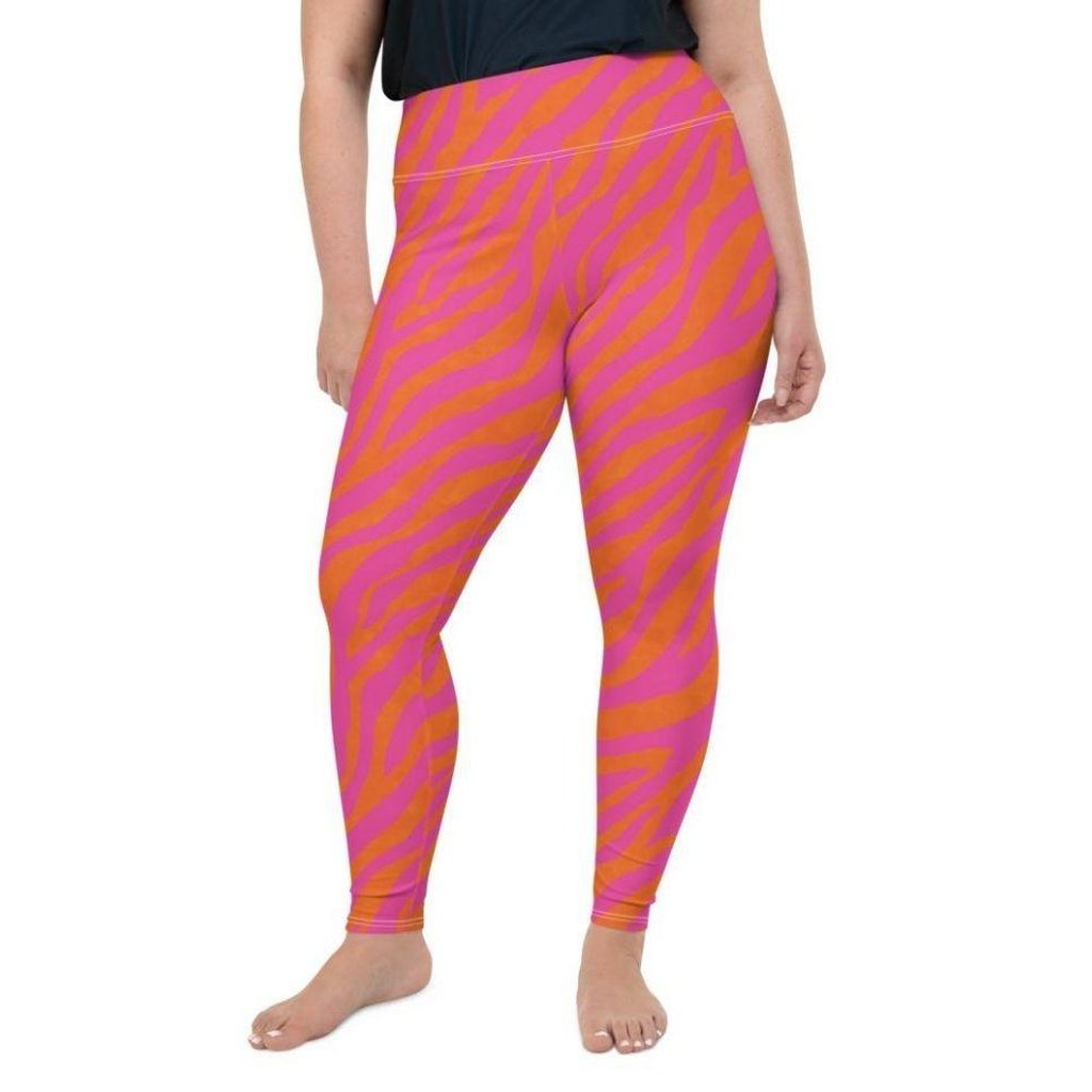 Pink & Orange Zebra Plus Size Leggings