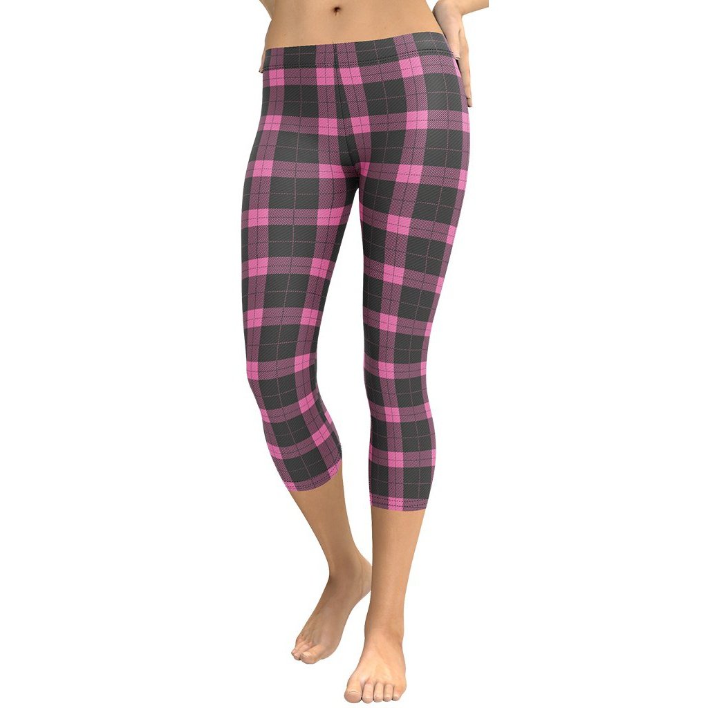 Pink Plaid Print Capris