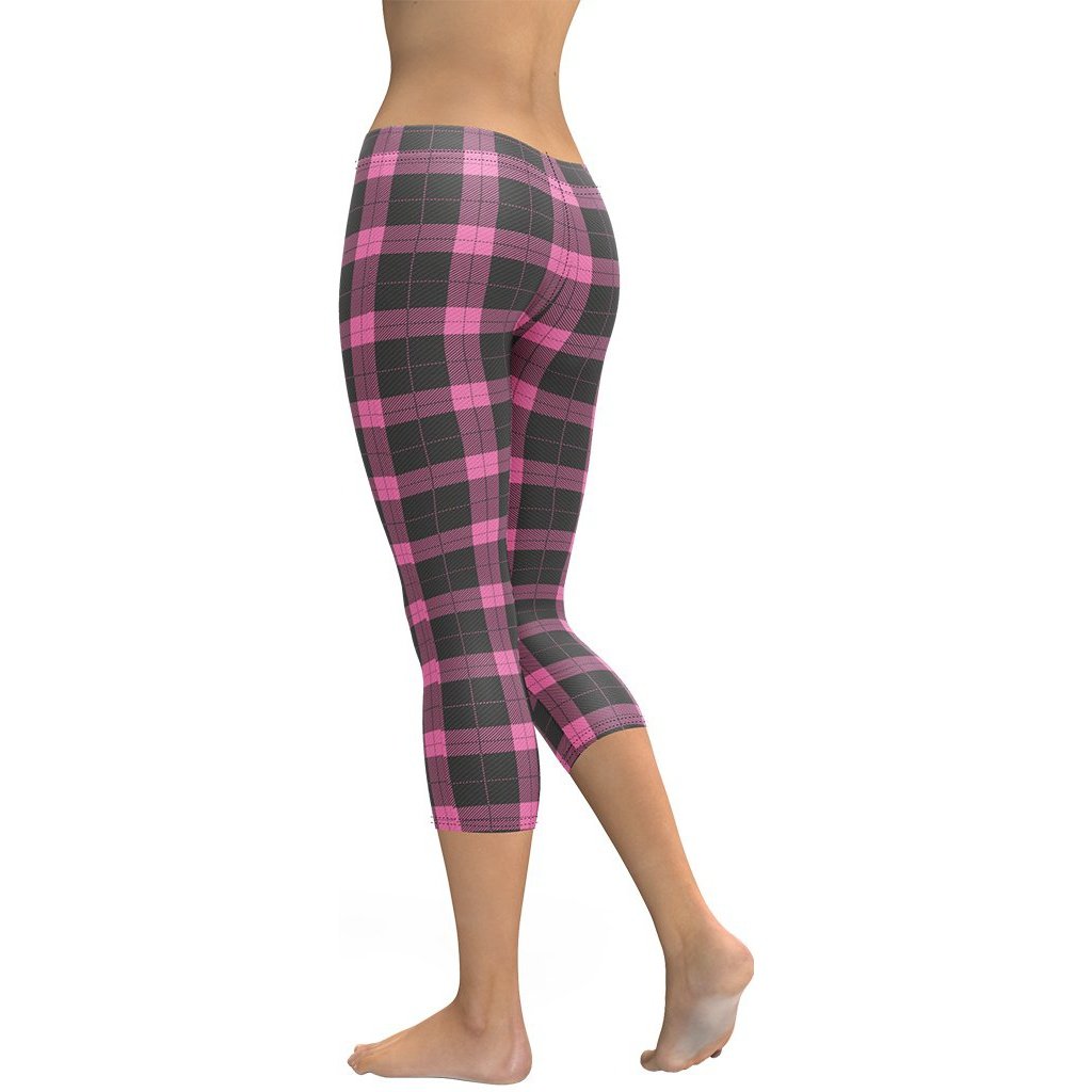 Pink Plaid Print Capris
