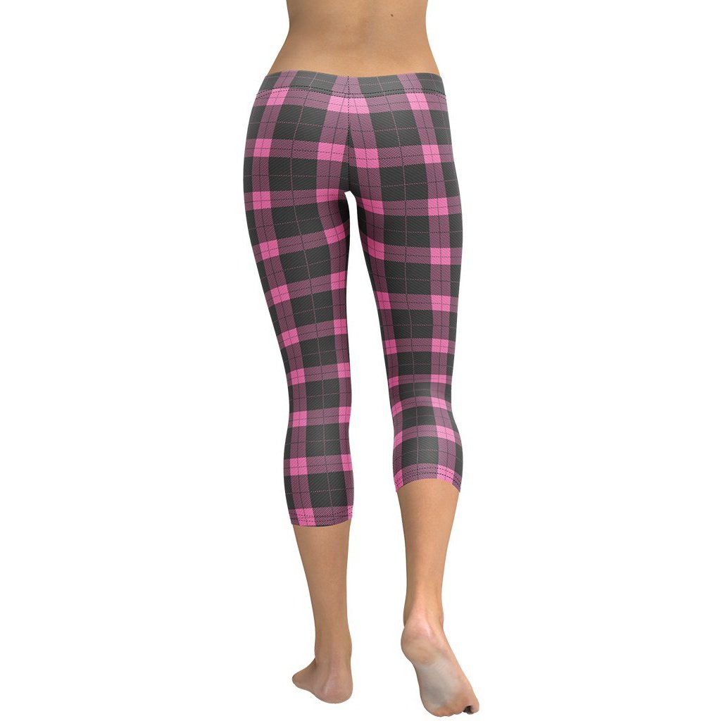 Pink Plaid Print Capris