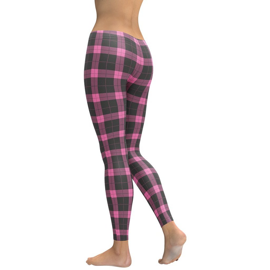 Pink Plaid Print Leggings