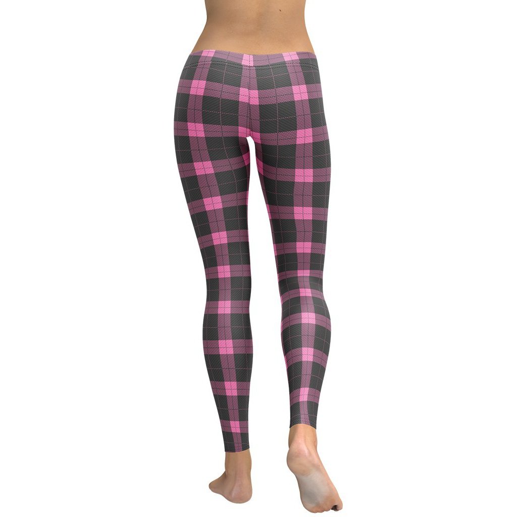 Pink Plaid Print Leggings