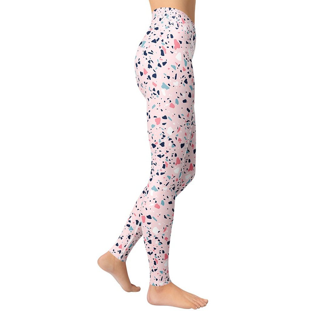 Pink Terrazzo Marble Yoga Leggings