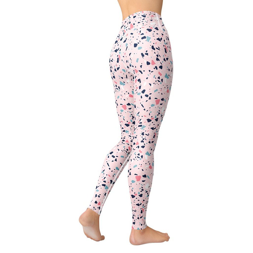Pink Terrazzo Marble Yoga Leggings