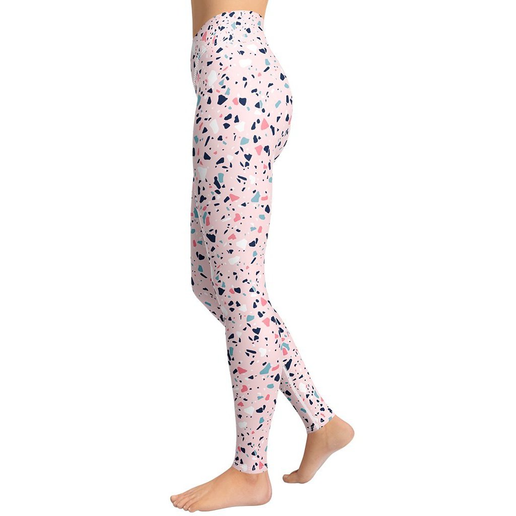 Pink Terrazzo Marble Yoga Leggings