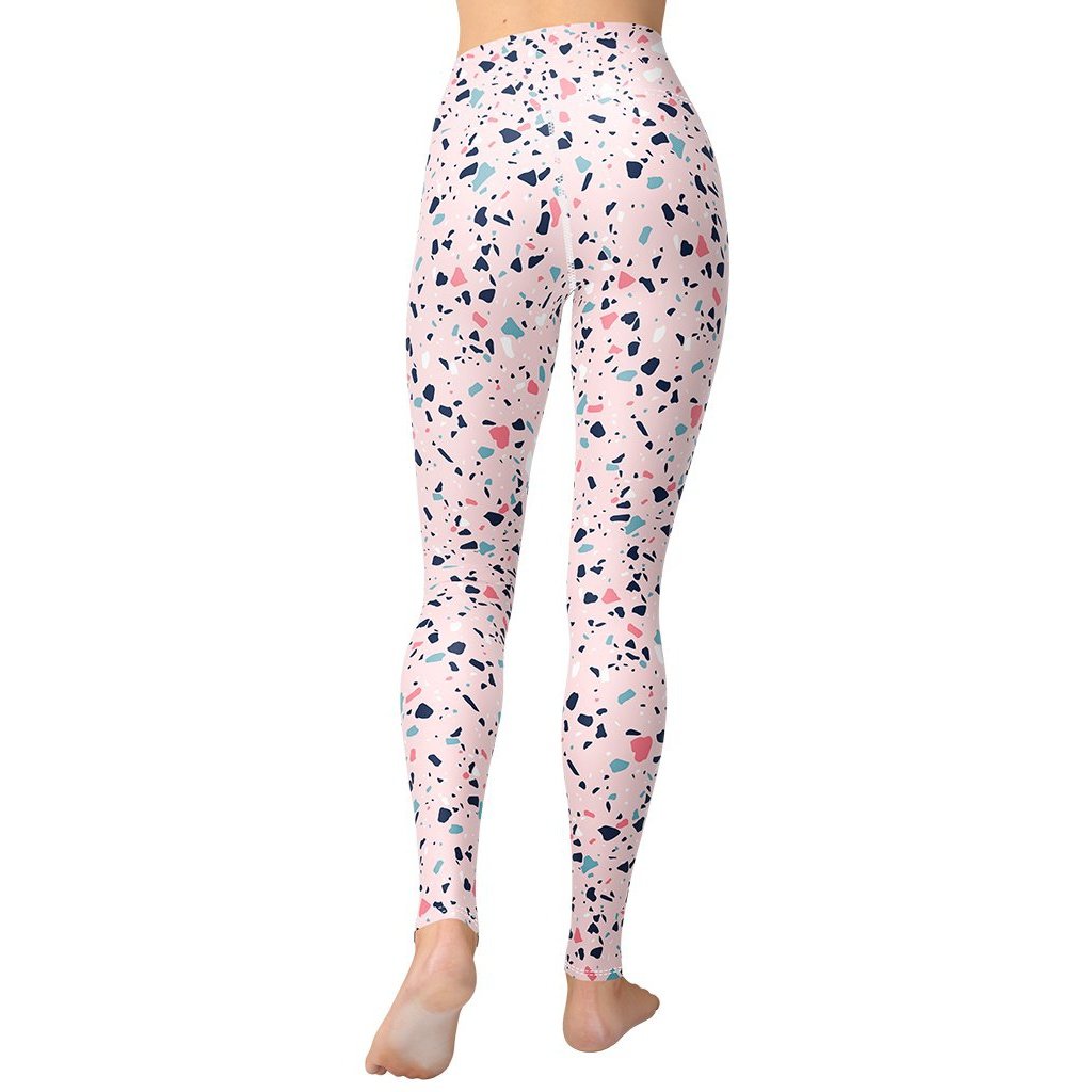 Pink Terrazzo Marble Yoga Leggings