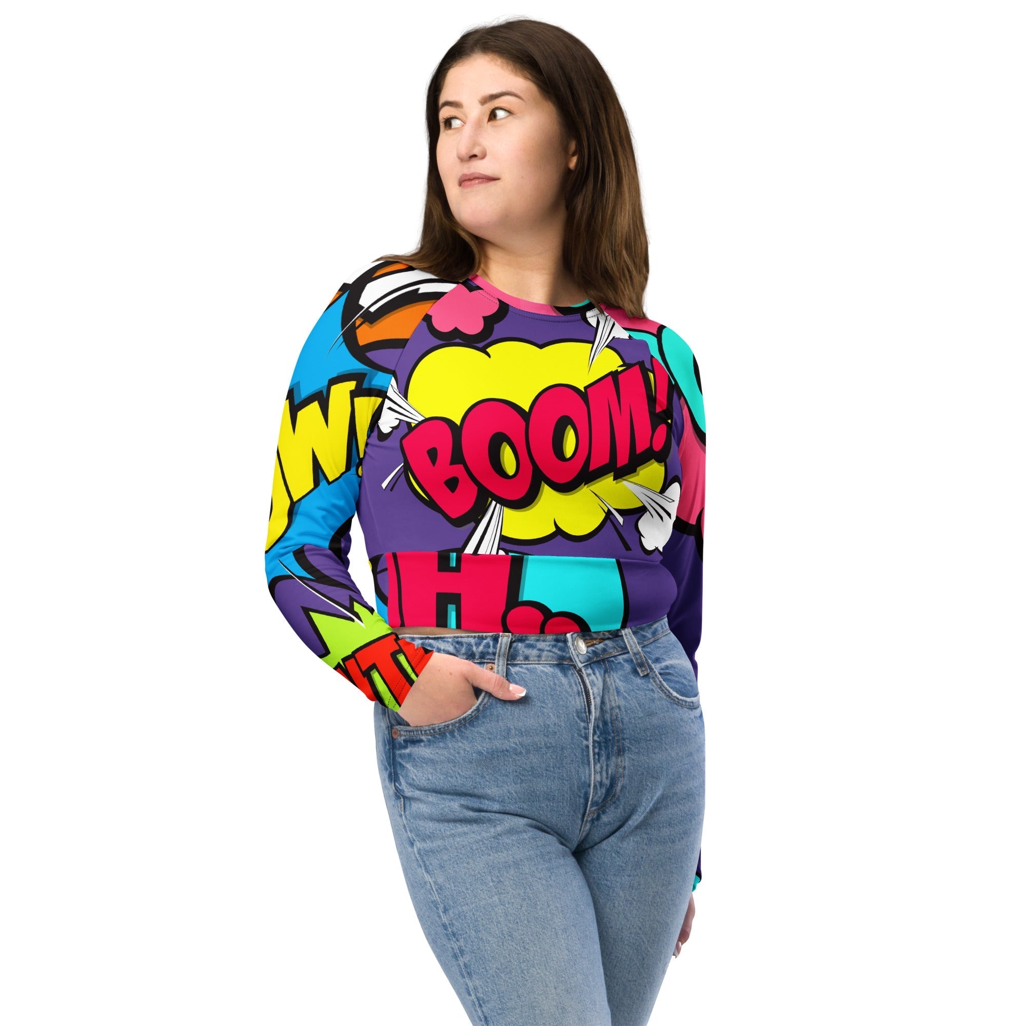 Pop Art Recycled Long-sleeve Crop Top