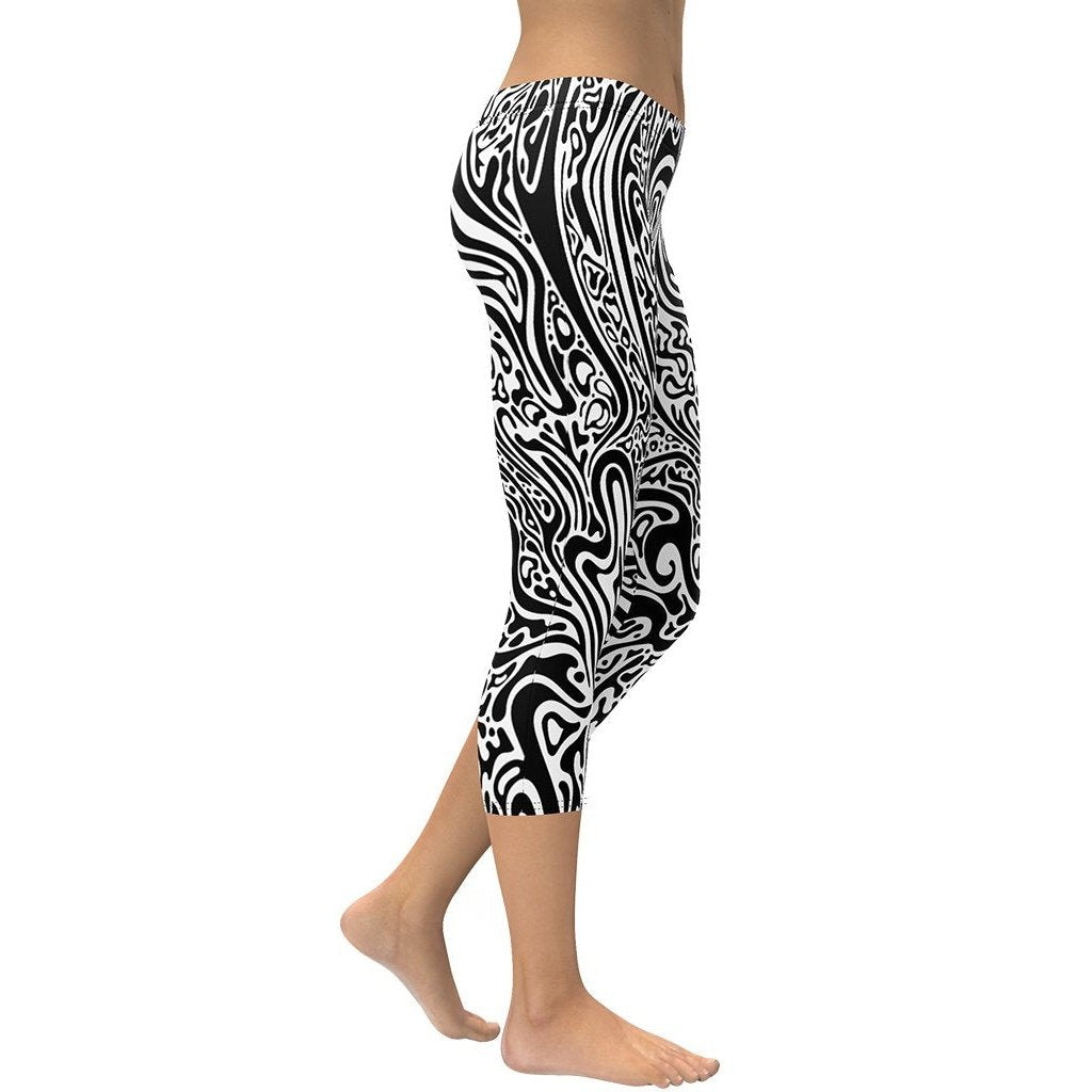 Psychedelic Black & White Capris