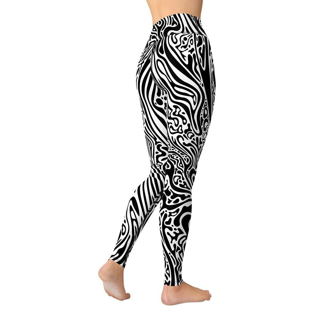 Psychedelic Black & White Yoga Leggings