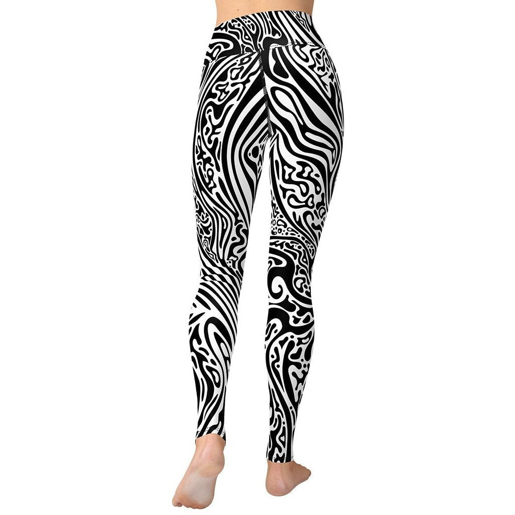 Psychedelic Black & White Yoga Leggings