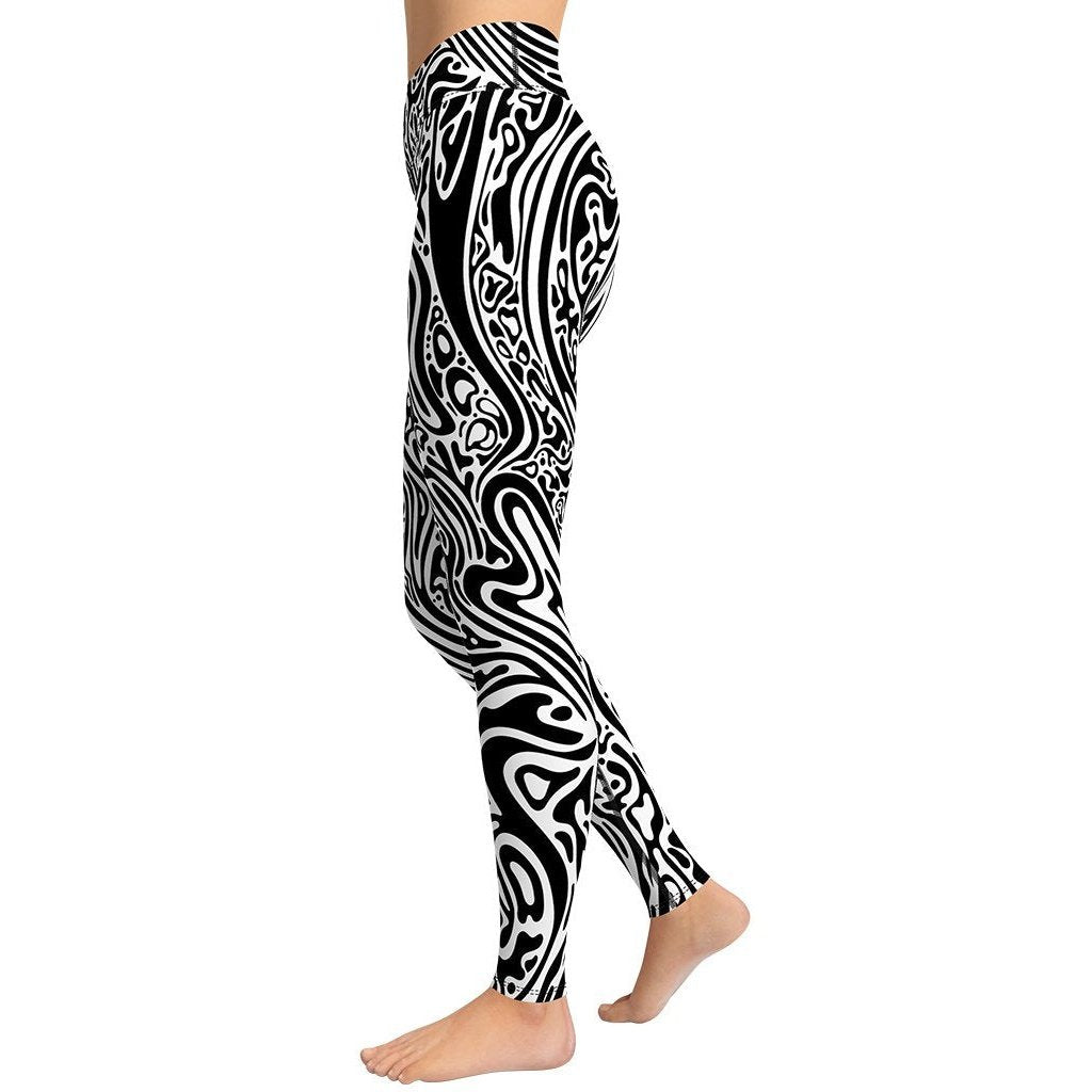 Psychedelic Black & White Yoga Leggings