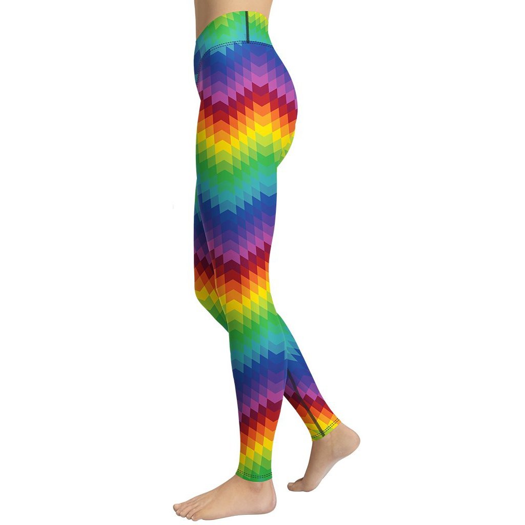 Rainbow Pattern Yoga Leggings - FiercePulse - Premium Workout Leggings - Yoga Pants