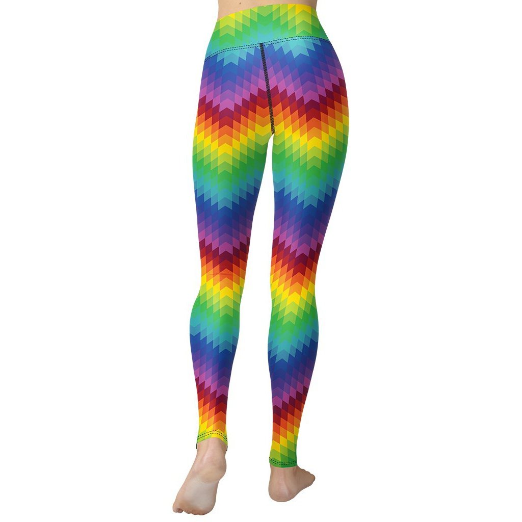 Rainbow Pattern Yoga Leggings - FiercePulse - Premium Workout Leggings - Yoga Pants