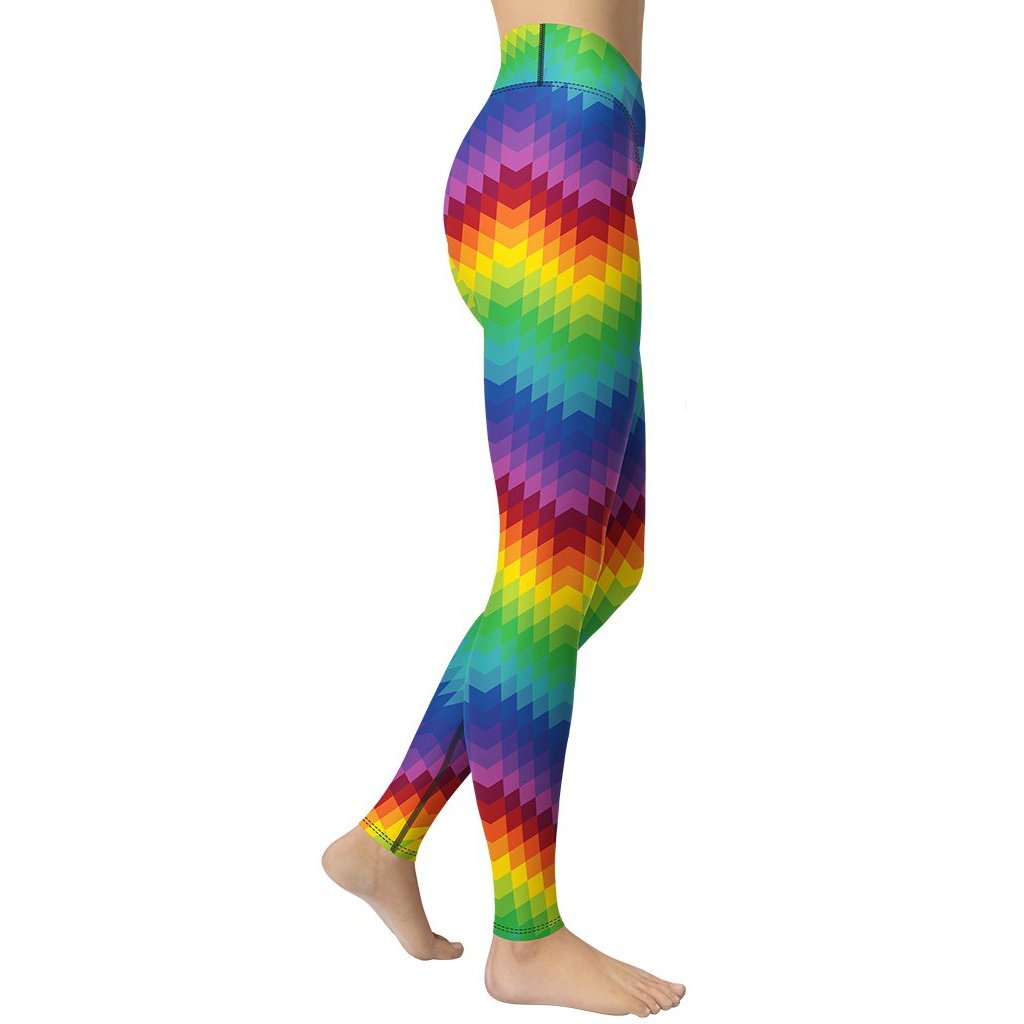 Rainbow Pattern Yoga Leggings - FiercePulse - Premium Workout Leggings - Yoga Pants