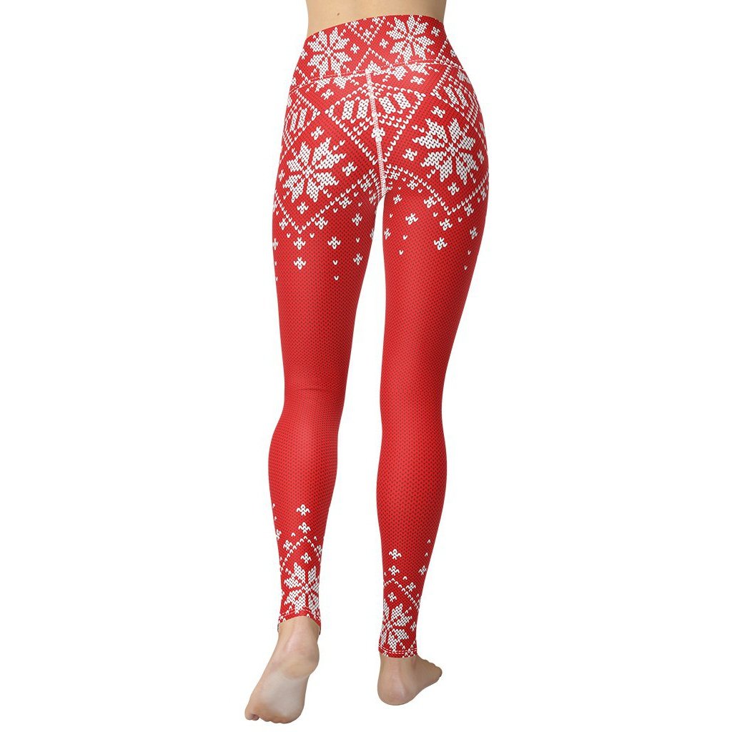 Red Knitted Print Christmas Yoga Leggings