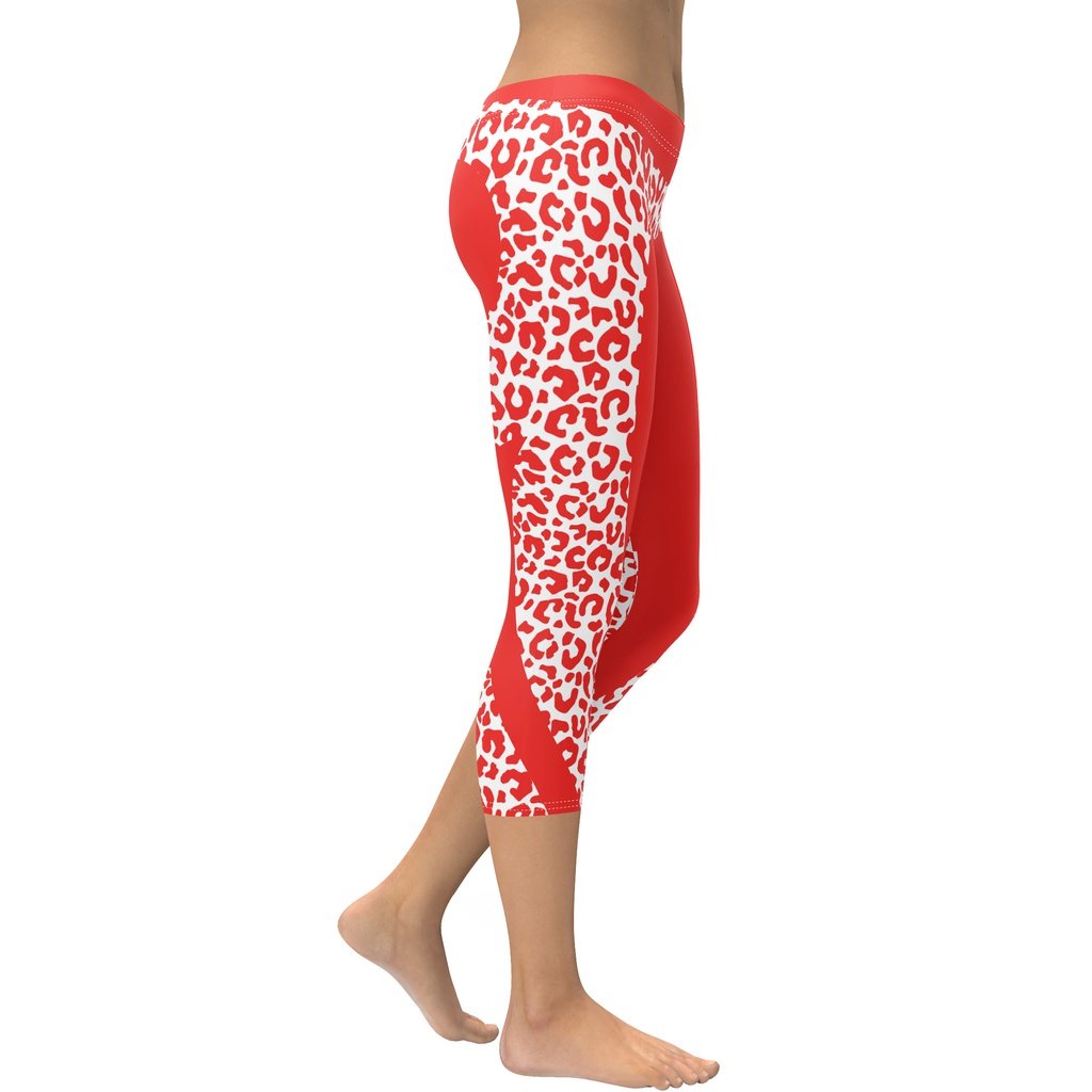 Red Leopard Heart Shaped Capris