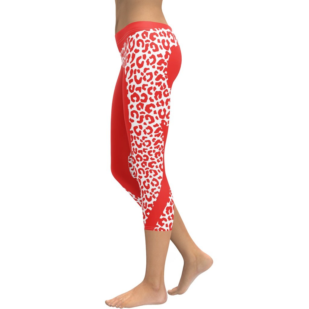 Red Leopard Heart Shaped Capris