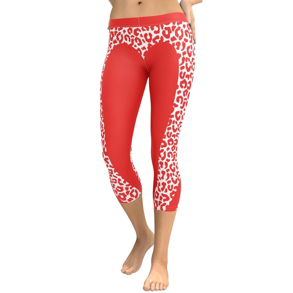 Red Leopard Heart Shaped Capris