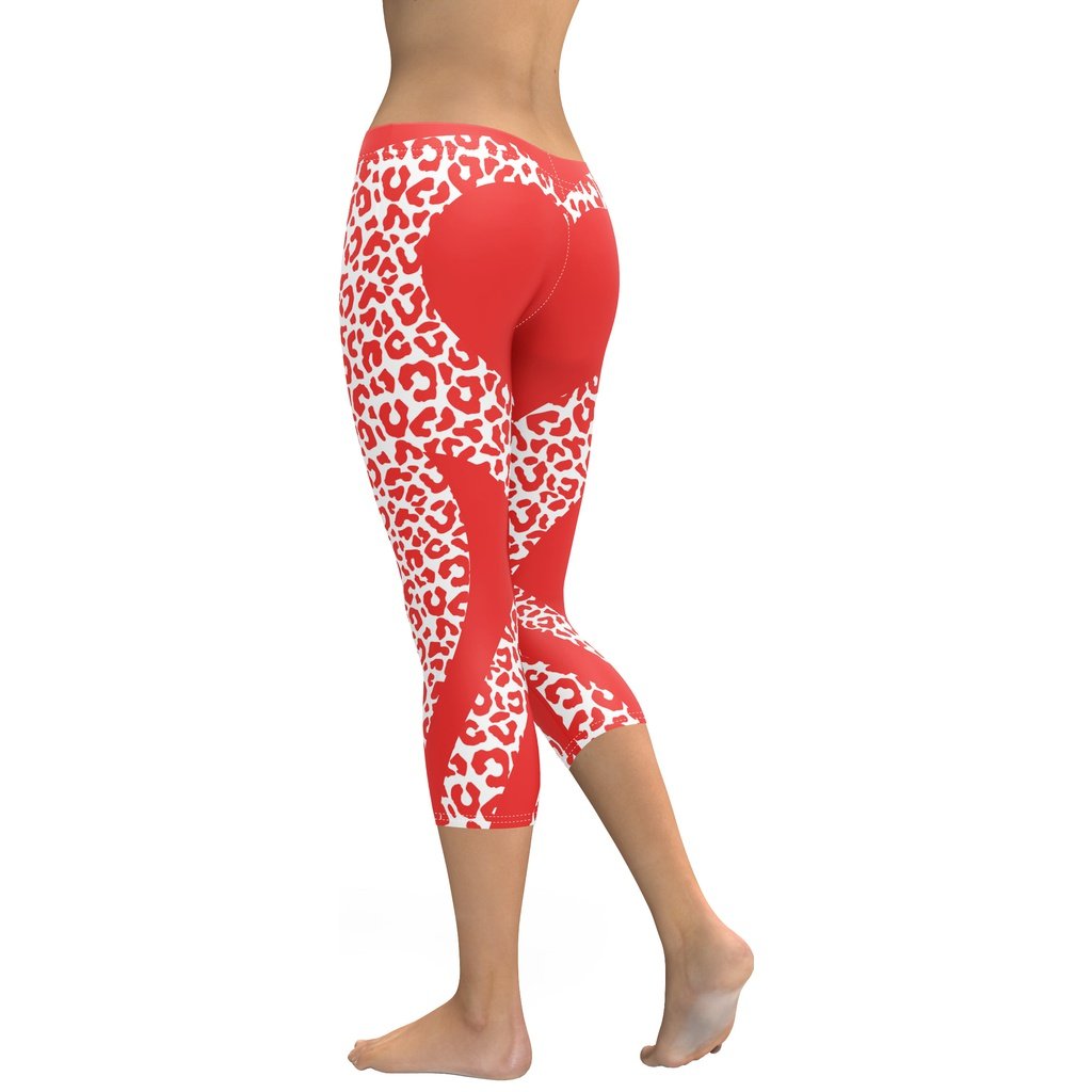 Red Leopard Heart Shaped Capris