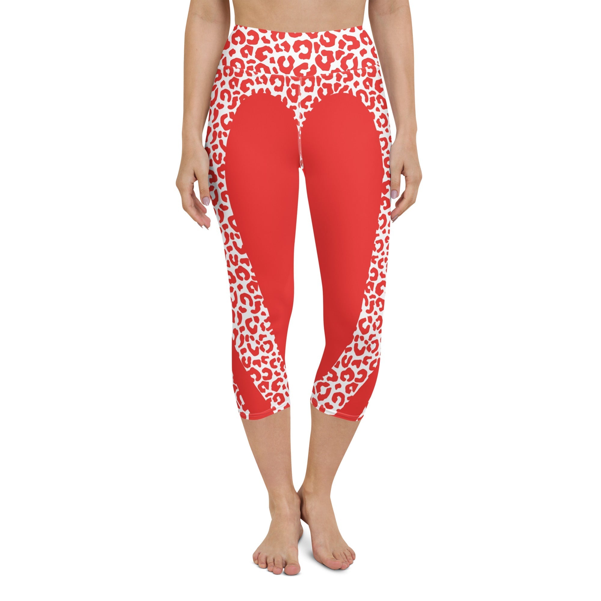 Red Leopard Heart Shaped Yoga Capris