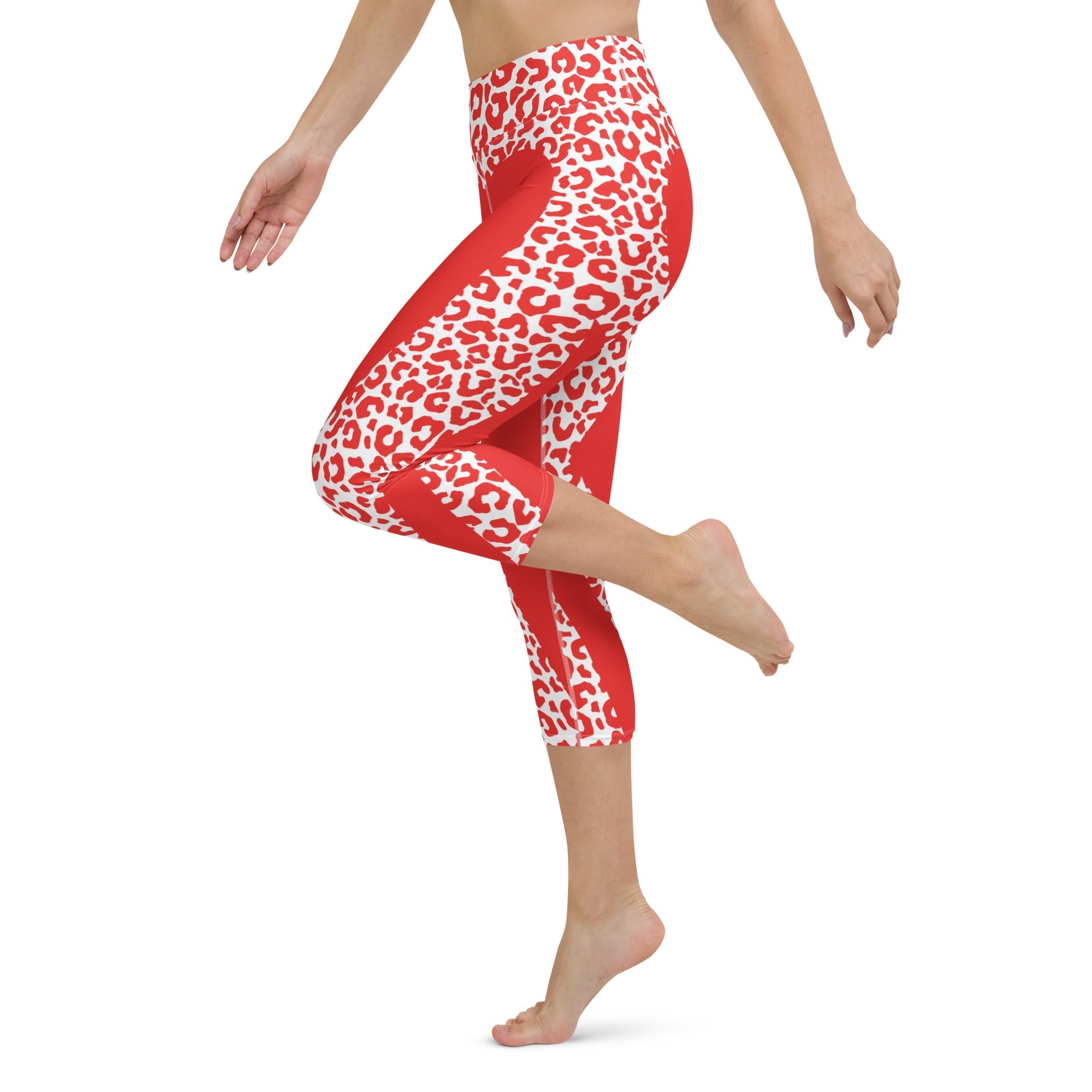 Red Leopard Heart Shaped Yoga Capris