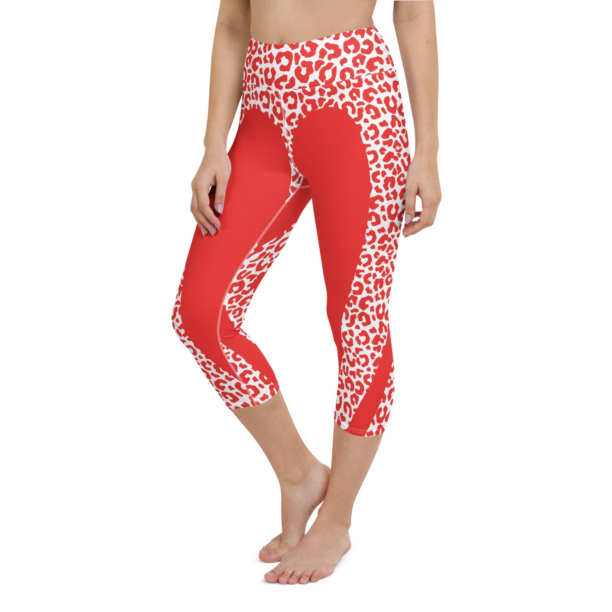 Red Leopard Heart Shaped Yoga Capris