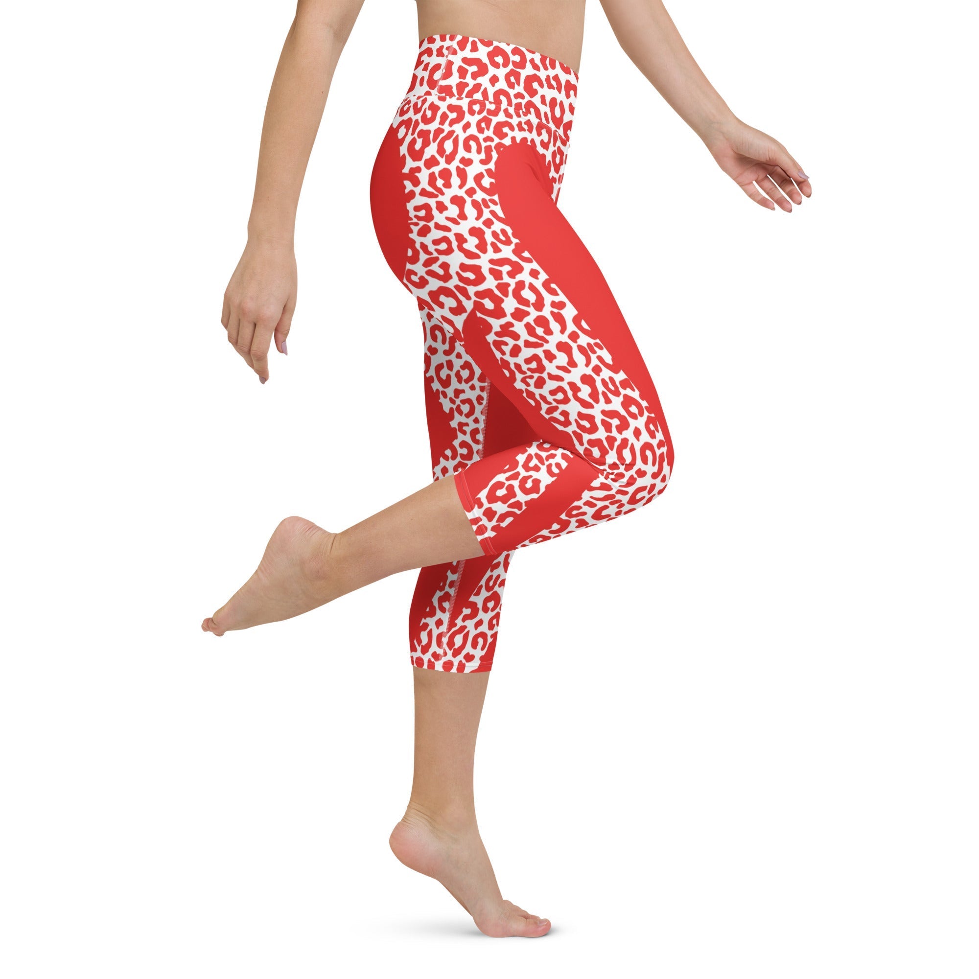Red Leopard Heart Shaped Yoga Capris