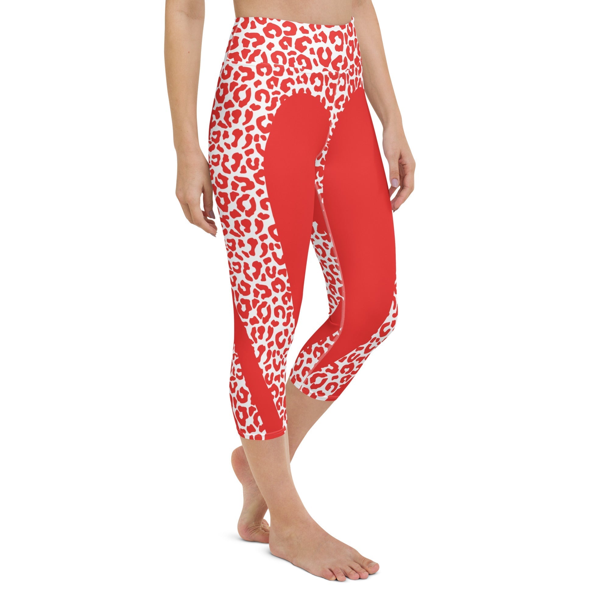 Red Leopard Heart Shaped Yoga Capris