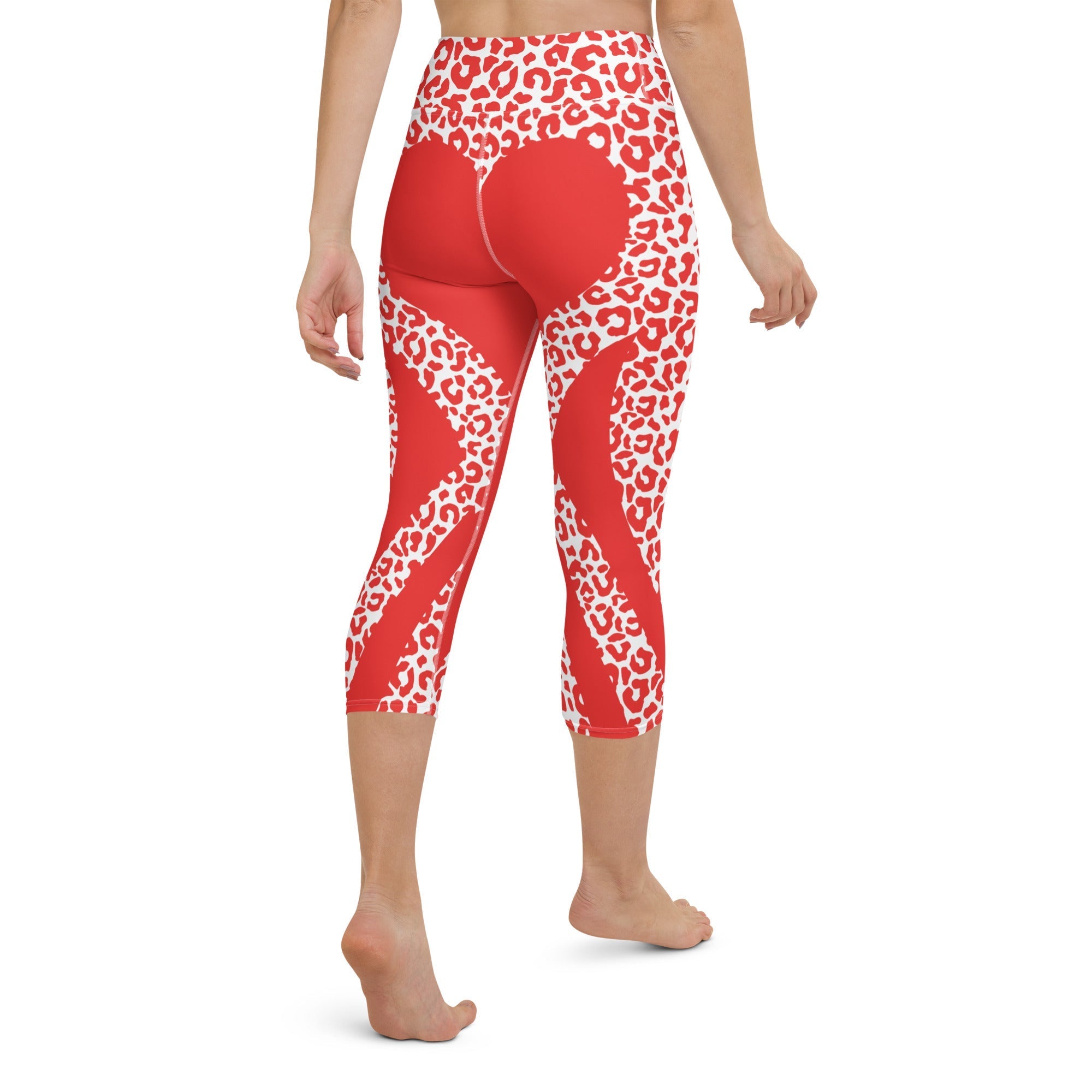 Red Leopard Heart Shaped Yoga Capris