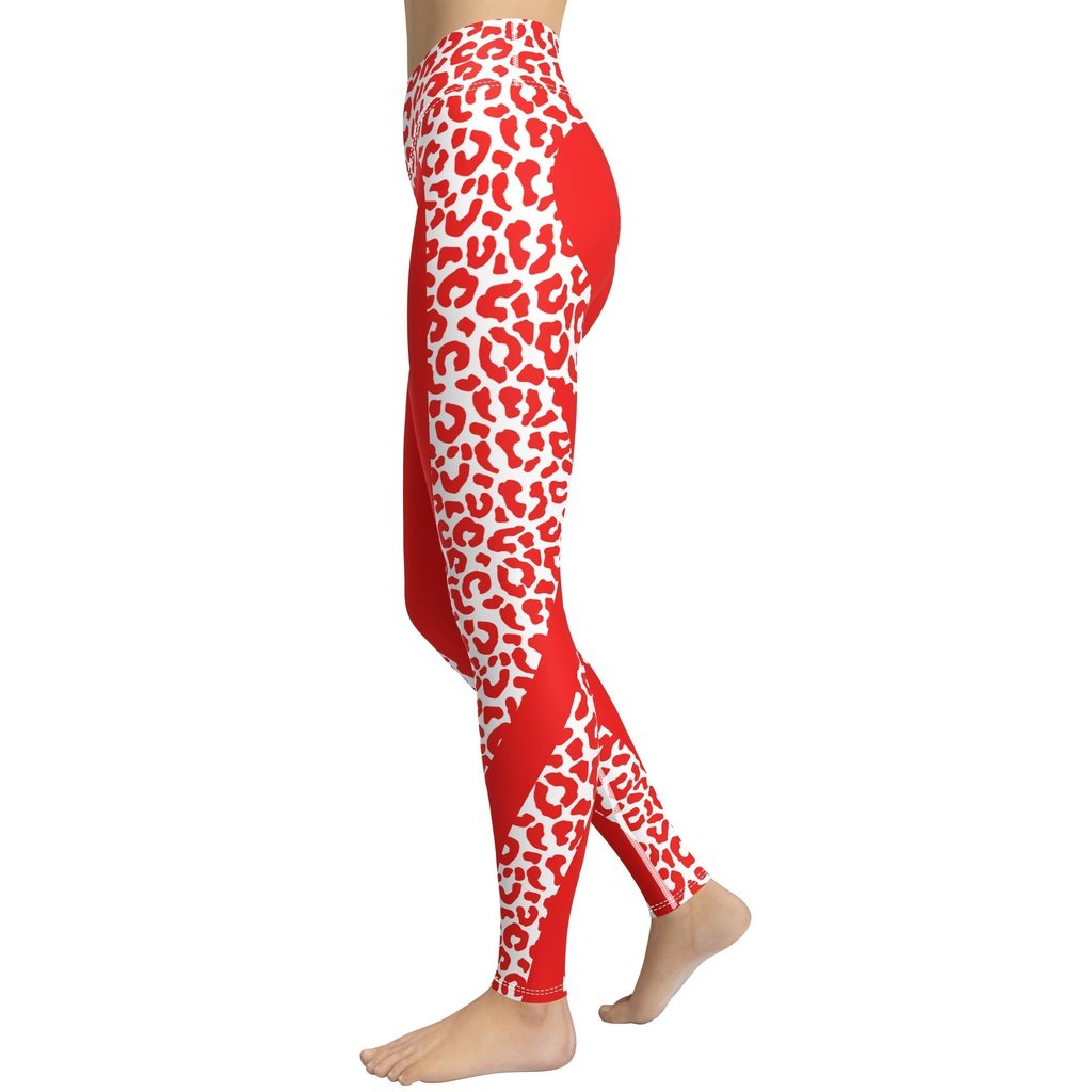 Red Leopard Heart Shaped Yoga Leggings