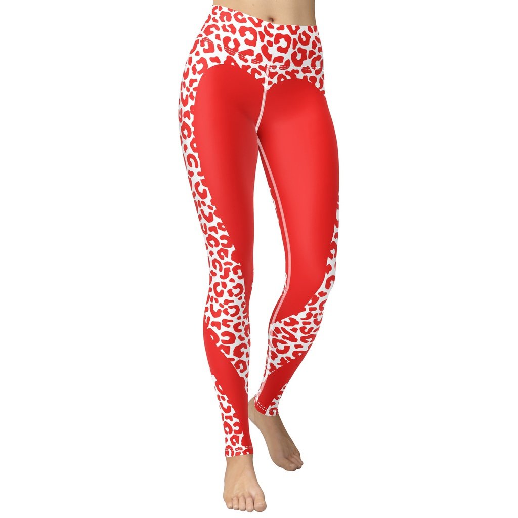 Red Leopard Heart Shaped Yoga Leggings