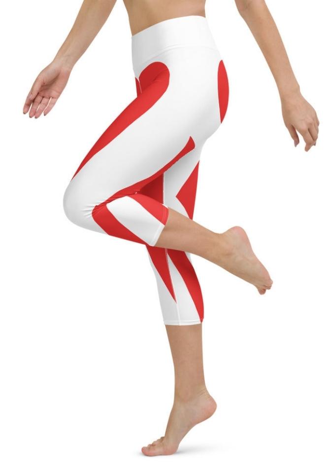Red & White Heart Shaped Yoga Capris