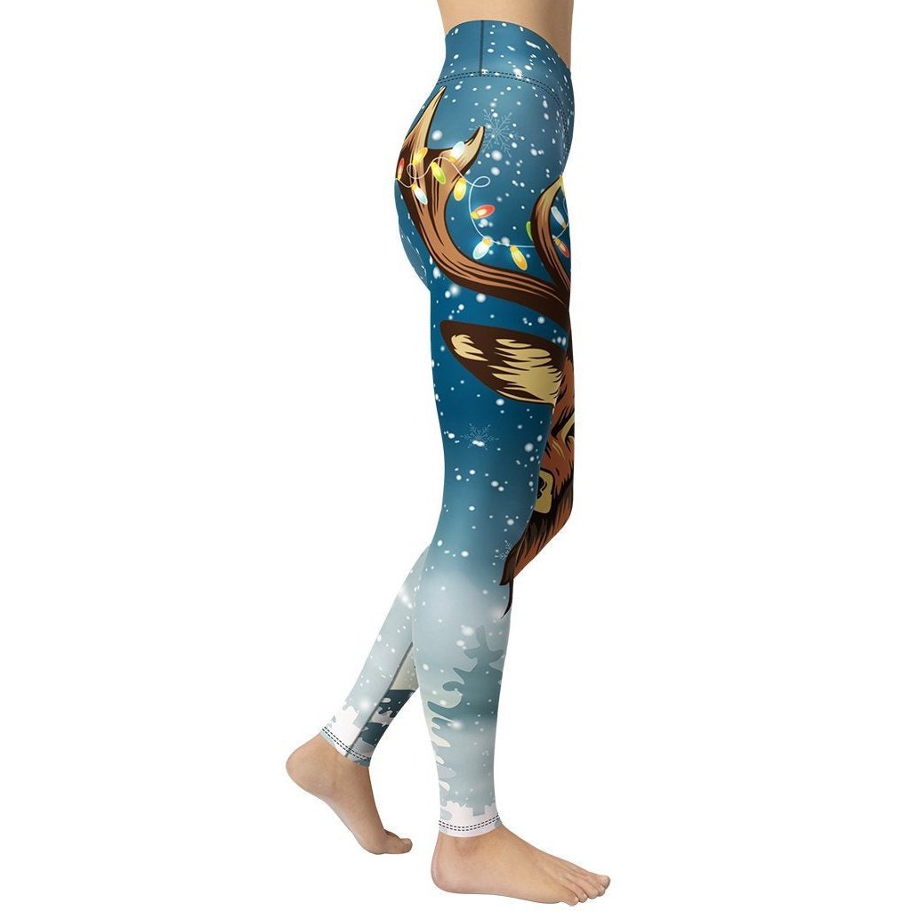 Reindeer Christmas Yoga Leggings - FiercePulse - Premium Workout Leggings - Yoga Pants