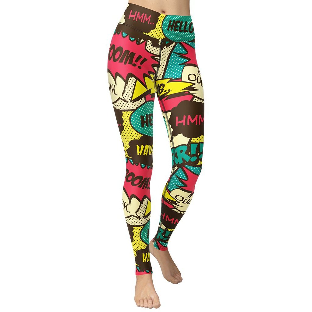 Retro Comic Book Yoga Leggings - Main Image