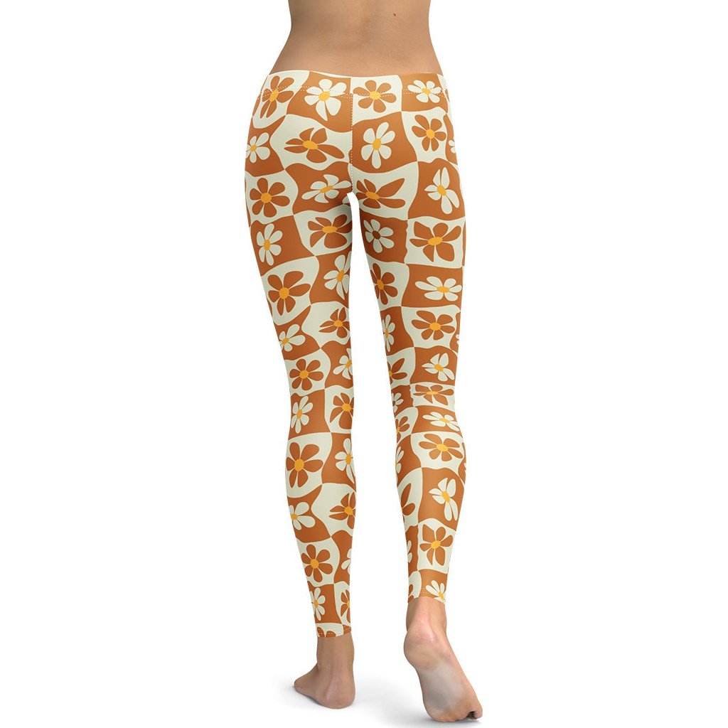 Retro Flower Checkerboard Leggings
