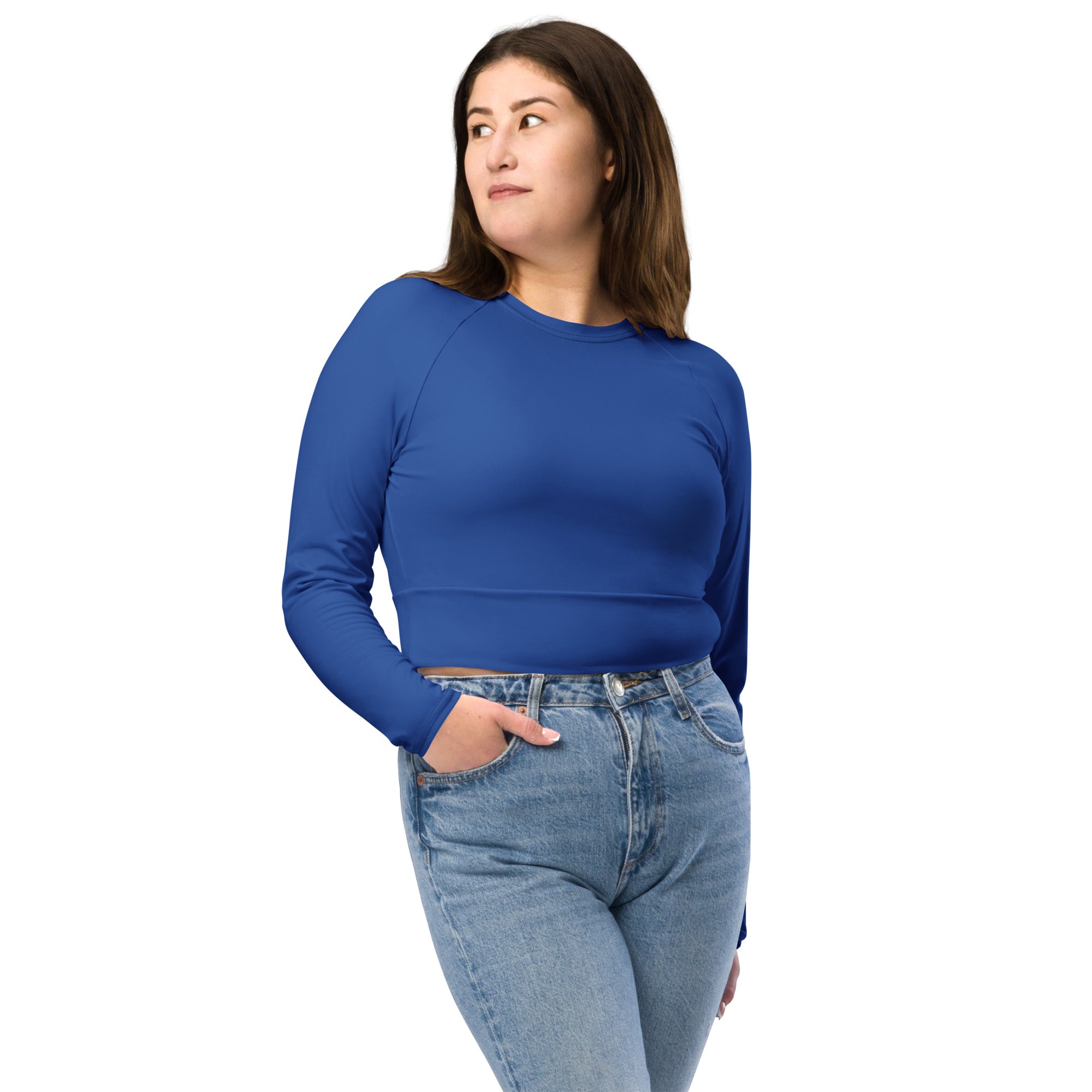 Royal Blue Recycled Long-sleeve Crop Top