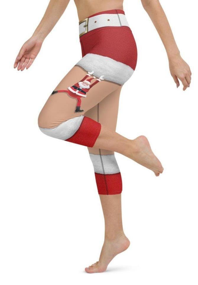 Santa Stockings Christmas Yoga Capris