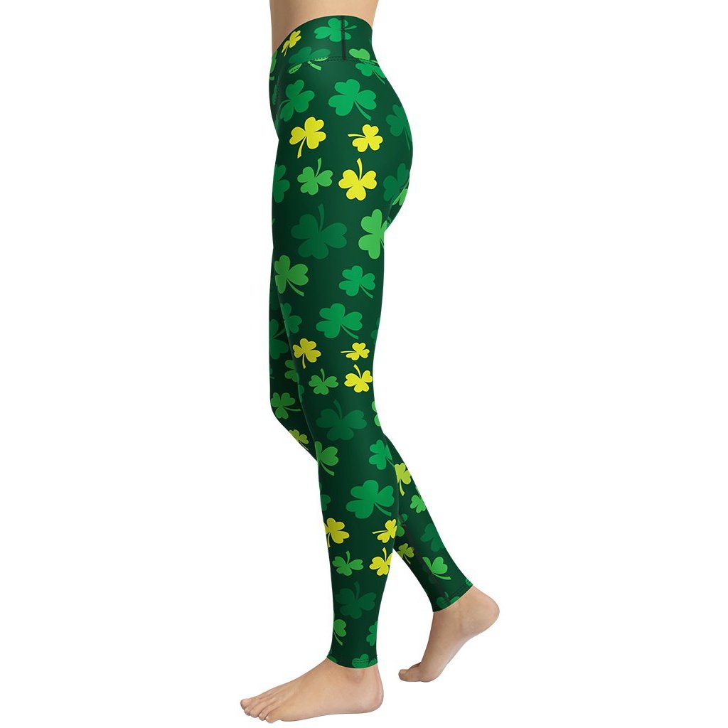 Shamrock Pattern Yoga Leggings - FiercePulse - Premium Workout Leggings - Yoga Pants